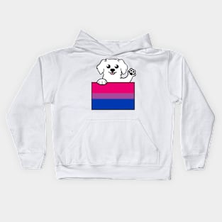 Love is Love Puppy - Pyrenees - Bi Pride Flag Kids Hoodie